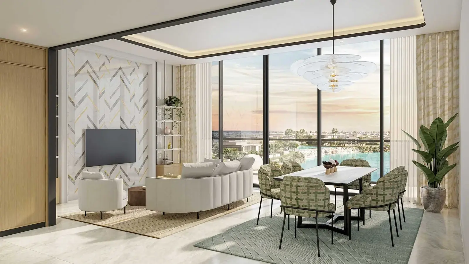 Azizi Venice aerial view — waterfront residences, Crystal Lagoon Dubai