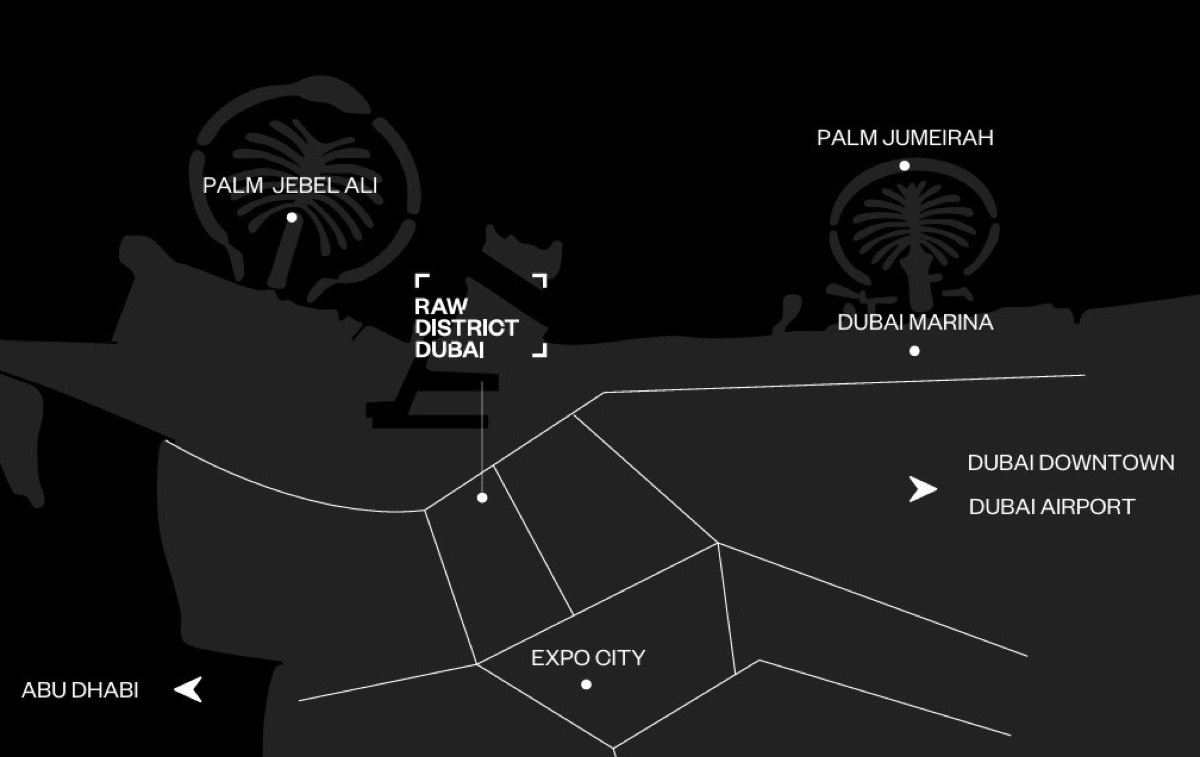 RAW District location map — Jebel Ali, Dubai